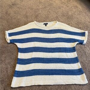 Women’s blue and white light weight summer Chaps Blue and Cream Striped Knit Top